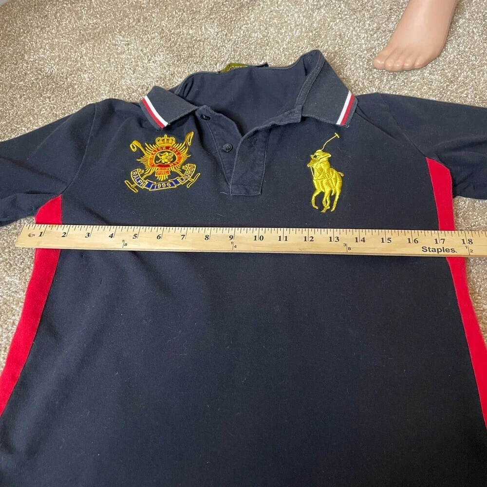 Ralph Lauren Polo large horse embroidered shirt top collared black/yellow/red